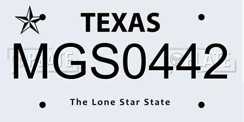 MGS0442 Texas License Plate