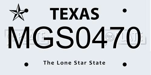 MGS0470 Texas License Plate