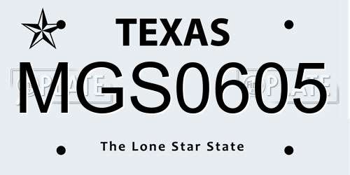 MGS0605 Texas License Plate