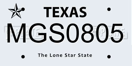 MGS0805 Texas License Plate