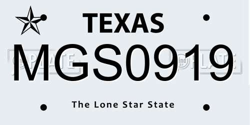 MGS0919 Texas License Plate