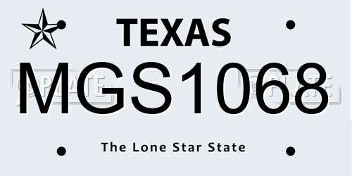 MGS1068 Texas License Plate