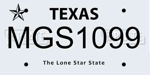 MGS1099 Texas License Plate