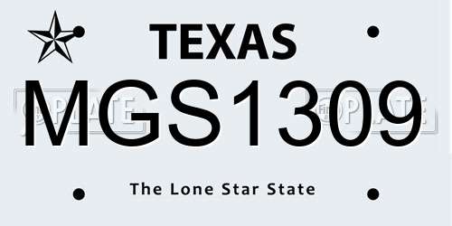 MGS1309 Texas License Plate