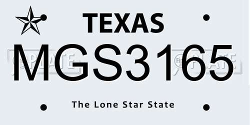MGS3165 Texas License Plate