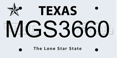 MGS3660 Texas License Plate