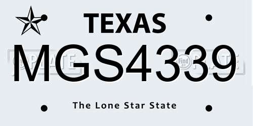 MGS4339 Texas License Plate