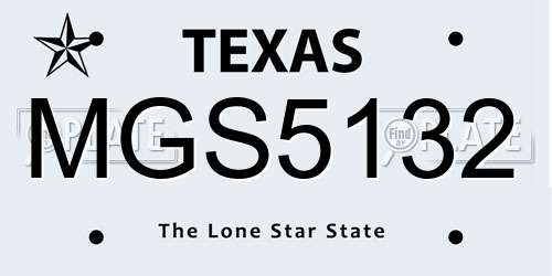 MGS5132 Texas License Plate