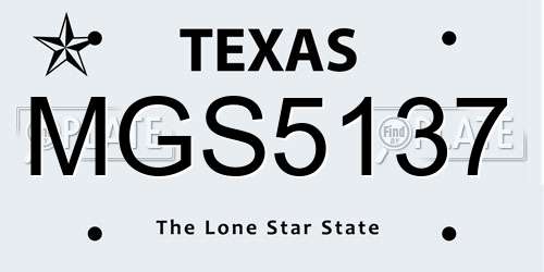MGS5137 Texas License Plate