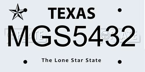 MGS5432 Texas License Plate