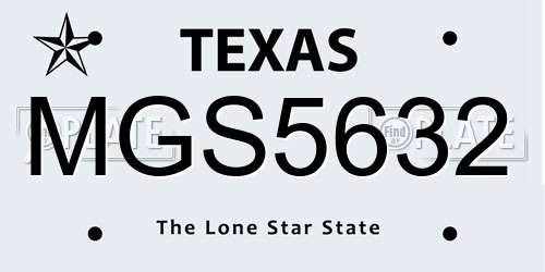 MGS5632 Texas License Plate