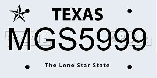 MGS5999 Texas License Plate
