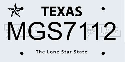 MGS7112 Texas License Plate