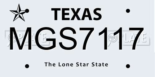 MGS7117 Texas License Plate