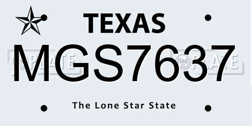 MGS7637 Texas License Plate