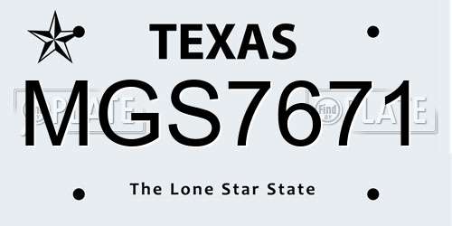 MGS7671 Texas License Plate