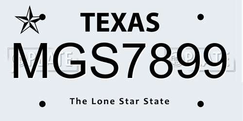 MGS7899 Texas License Plate