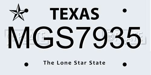 MGS7935 Texas License Plate