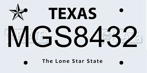 MGS8432 Texas License Plate