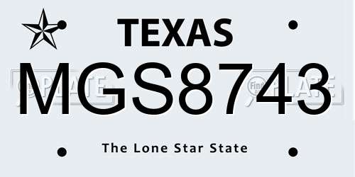 MGS8743 Texas License Plate