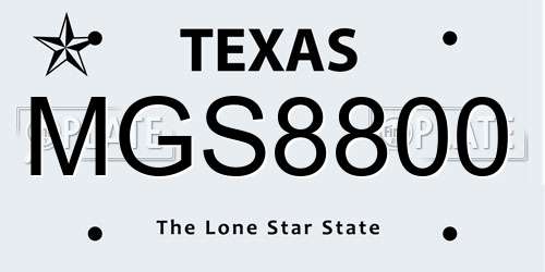 MGS8800 Texas License Plate