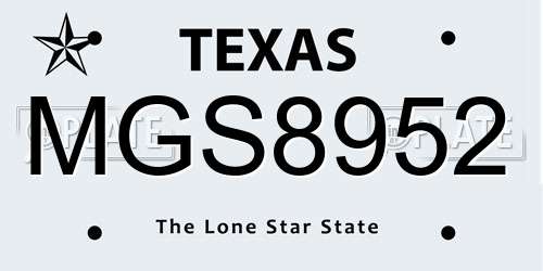 MGS8952 Texas License Plate