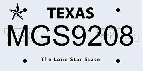 MGS9208 Texas License Plate