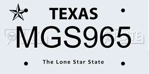 MGS965 Texas License Plate