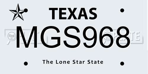 MGS968 Texas License Plate