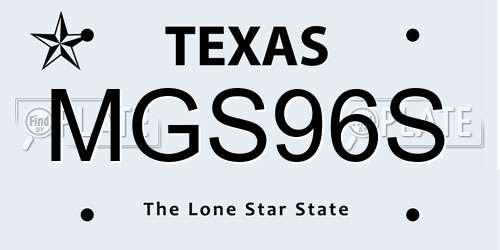 MGS96S Texas License Plate
