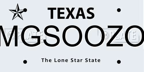 MGSOOZO Texas License Plate
