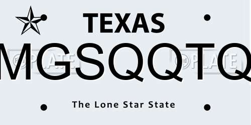 MGSQQTQ Texas License Plate