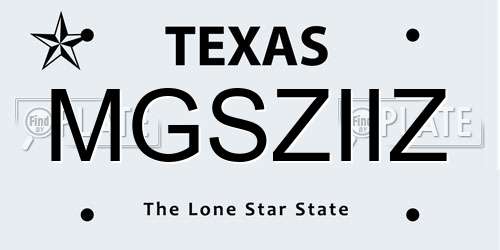 MGSZIIZ Texas License Plate