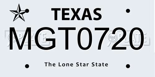 MGT0720 Texas License Plate