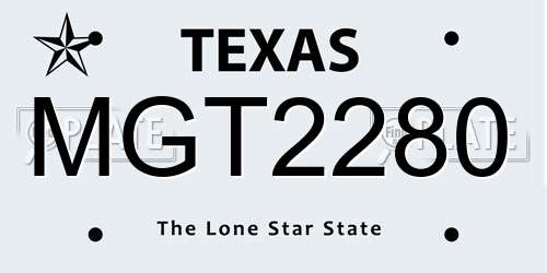 MGT2280 Texas License Plate