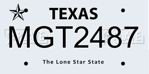 MGT2487 Texas License Plate