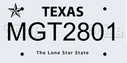 MGT2801 Texas License Plate