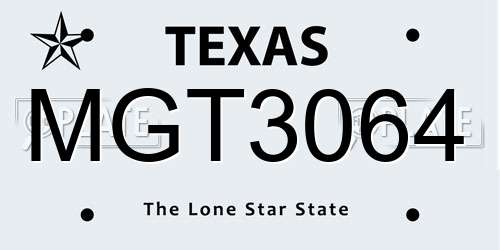 MGT3064 Texas License Plate