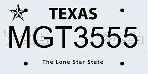 MGT3555 Texas License Plate