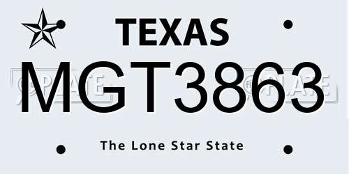 MGT3863 Texas License Plate