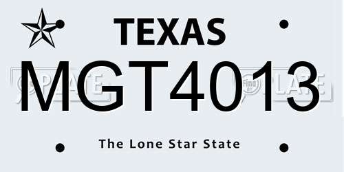 MGT4013 Texas License Plate