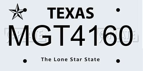 MGT4160 Texas License Plate
