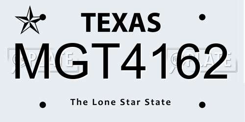 MGT4162 Texas License Plate