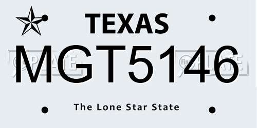 MGT5146 Texas License Plate