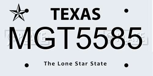 MGT5585 Texas License Plate