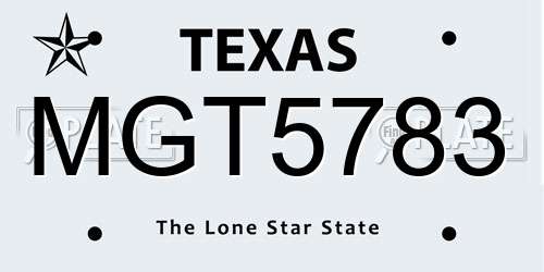 MGT5783 Texas License Plate