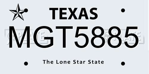 MGT5885 Texas License Plate