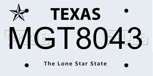 MGT8043 Texas License Plate