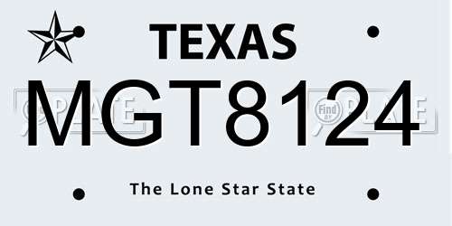 MGT8124 Texas License Plate