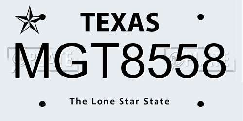 MGT8558 Texas License Plate